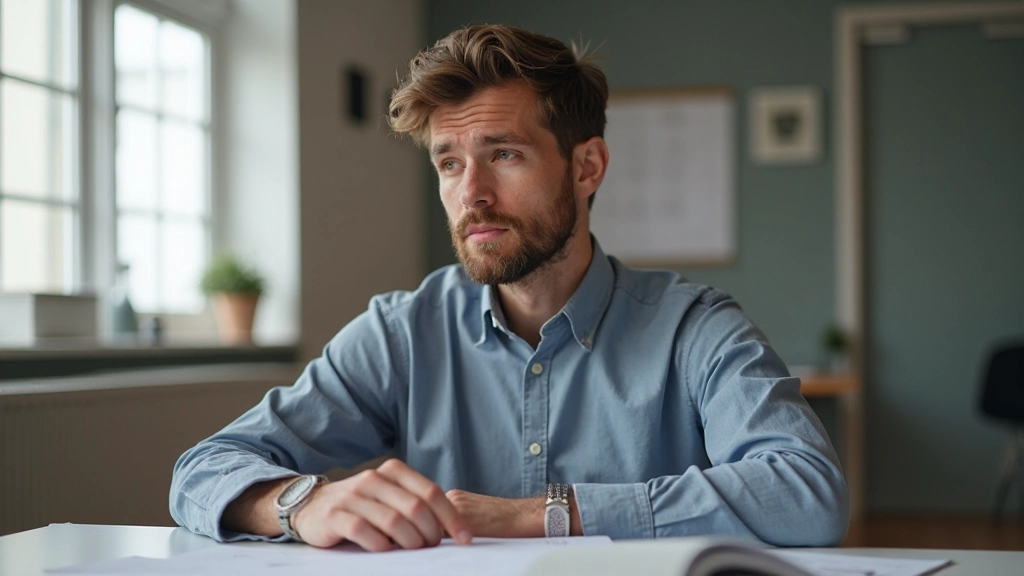 Persoon die reflecteert en planning maakt met kalender en doelstellingen op het scherm zichtbaar
